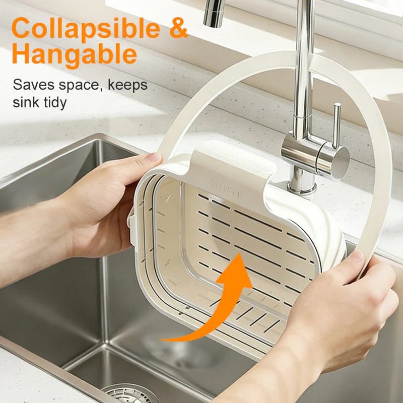 Collapsible Faucet-Hanging Sink Strainer Basket