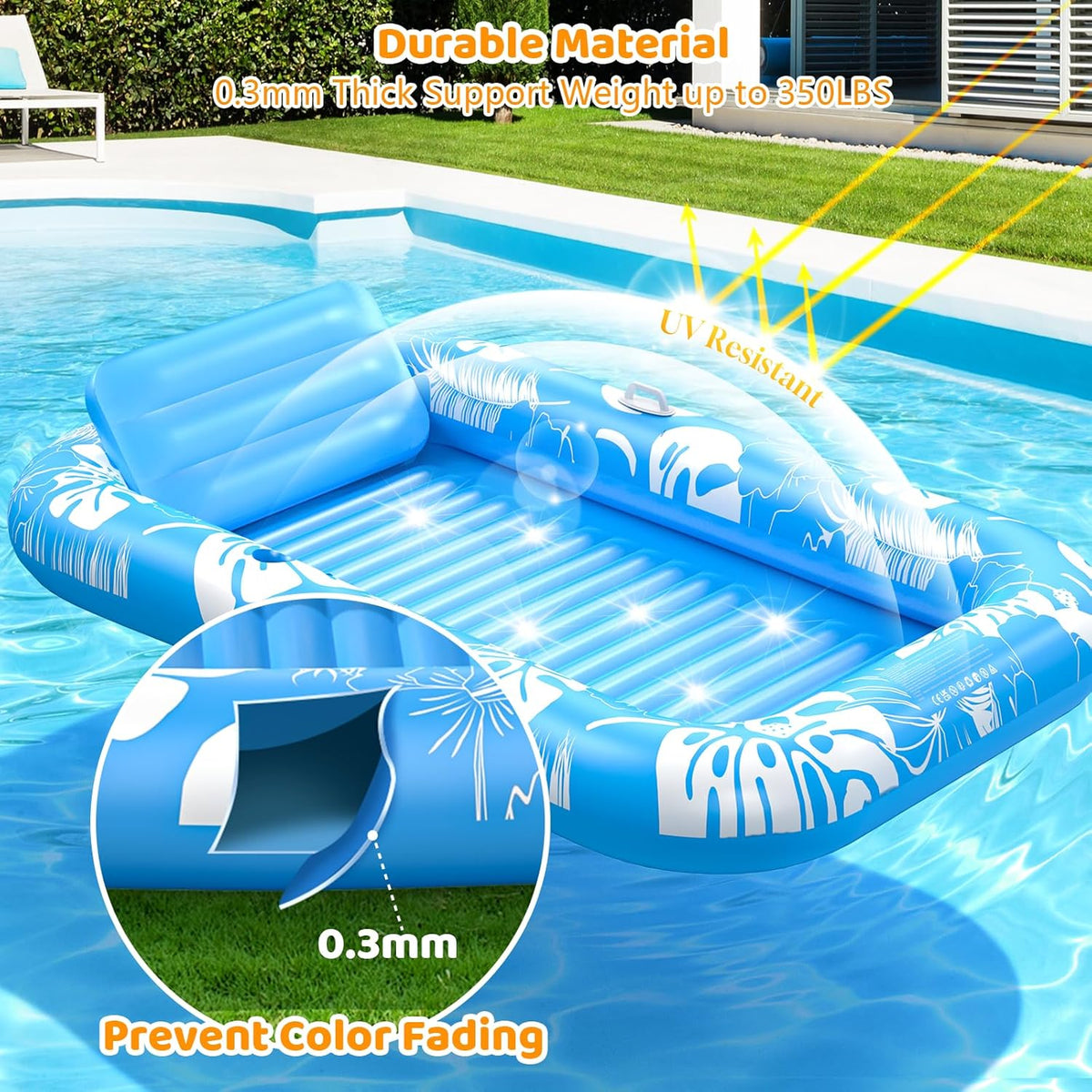 Inflatable Tanning Pool Lounger Float Jasonwell 4 in 1 Sun Tan Tub Sunbathing Pool Lounge Raft Floatie Toys Water Filled Bed Mat Pad
