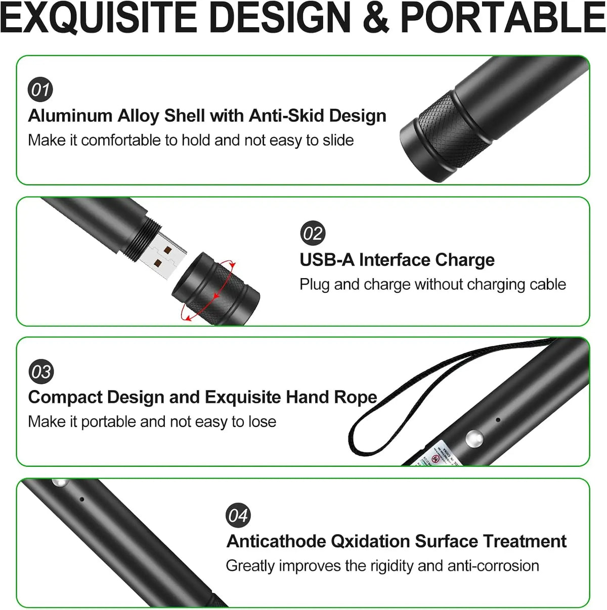 Rechargeable Green Laser Pointer/ Line Light Flashlight Long Distance Range for TV/LED/LCD Screens  Flashlights Presentation, Laser Pointer Cat Toy，Office / Outdoors / Astronomic / Construction SummerVibes petlovers
