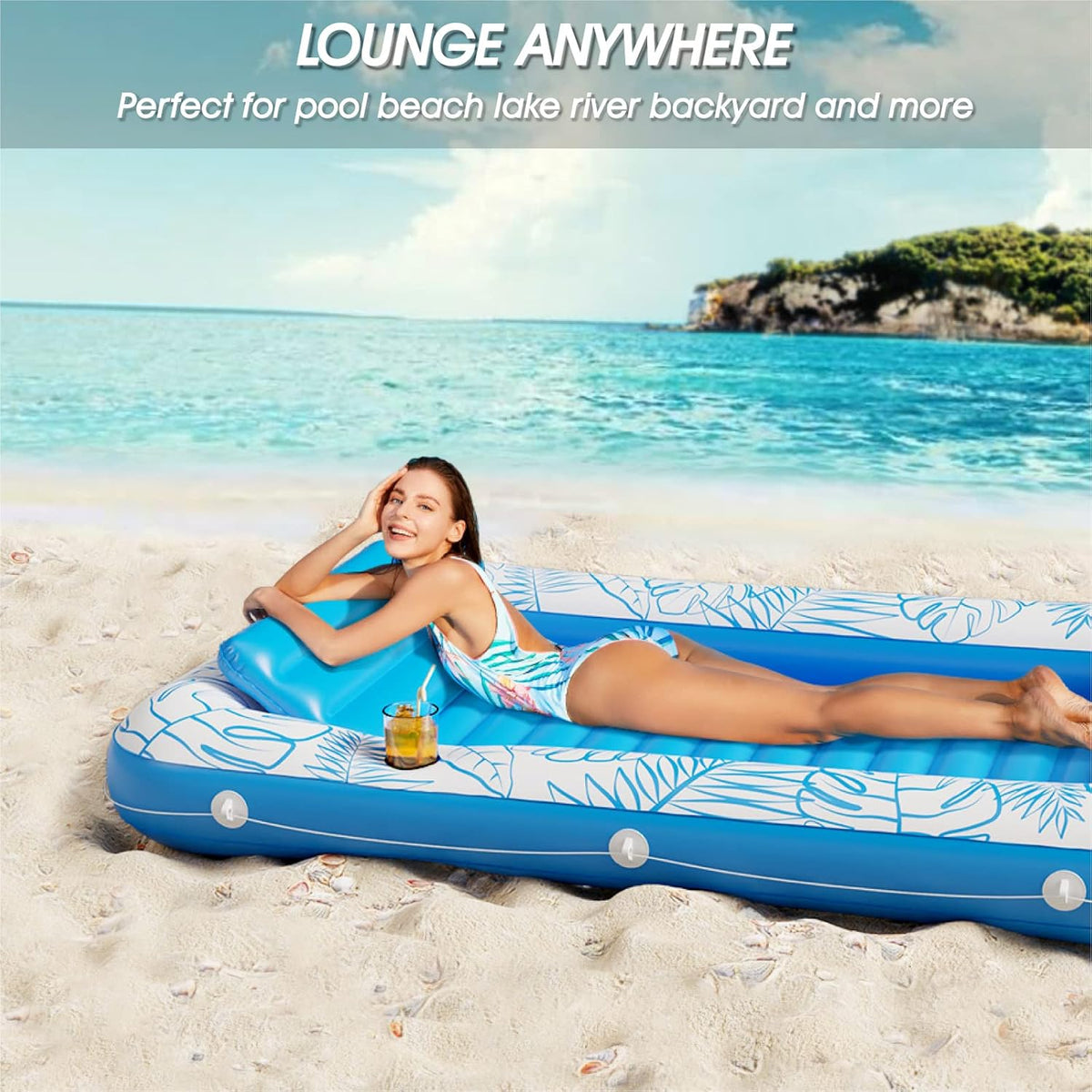Inflatable Tanning Pool Lounger Float Jasonwell 4 in 1 Sun Tan Tub Sunbathing Pool Lounge Raft Floatie Toys Water Filled Bed Mat Pad