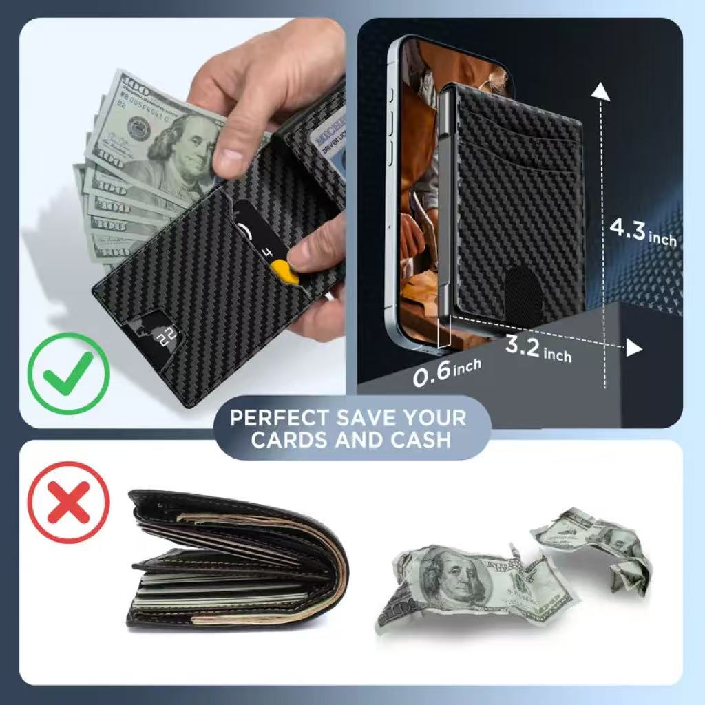 🎁New Wallet for Men - Pop Up Case, Cash Slot, and Credit Card Slot - Aluminum Wallet with RFID Blocking, Minimalist Leather Wallet Front Pocket with ID Window