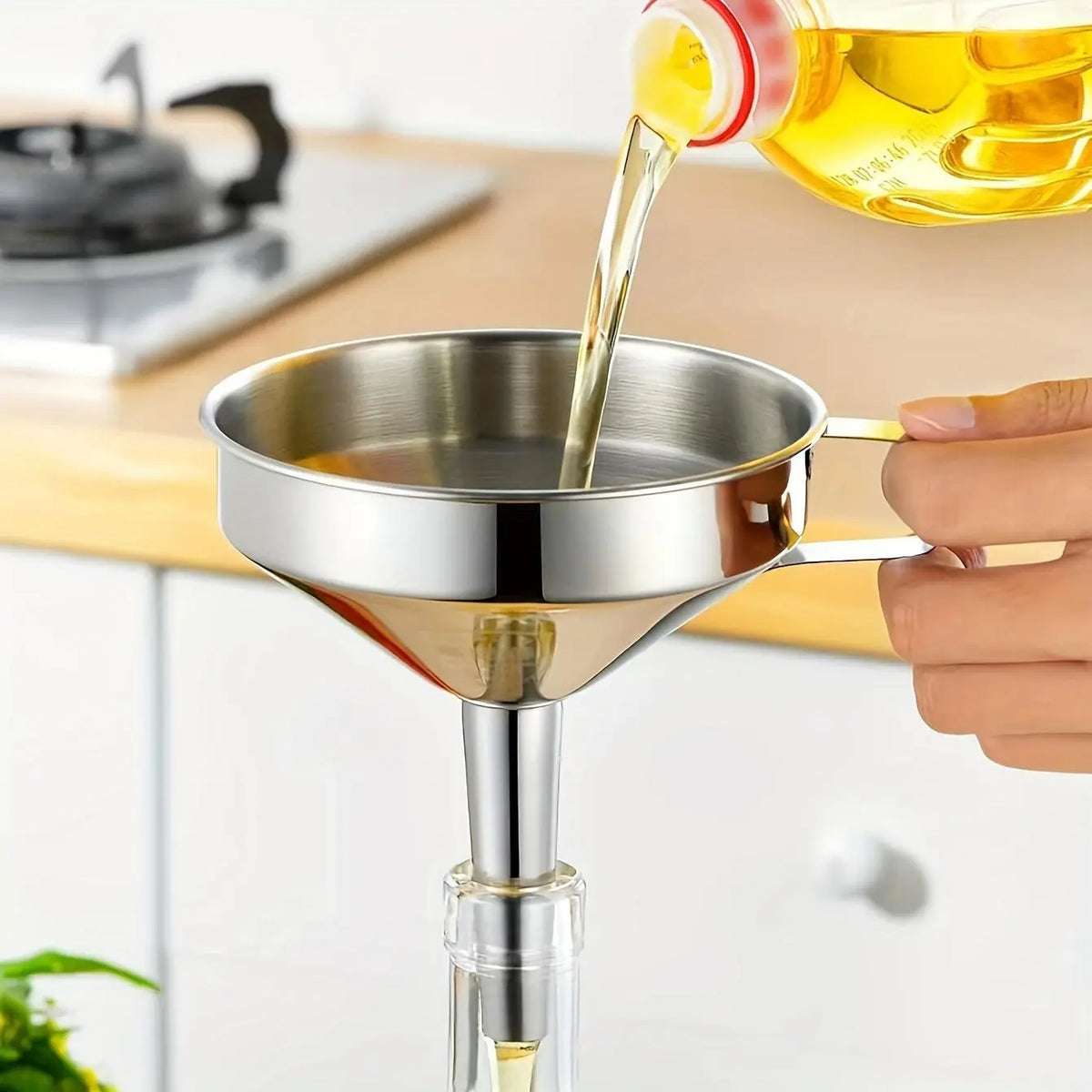 🔩 Stainless Steel Funnel – Rust-Proof, Multi-Size, Kitchen Essential