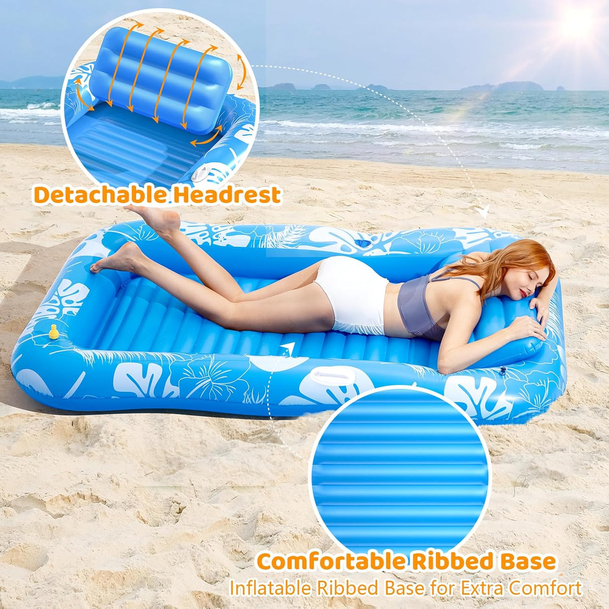 Inflatable Tanning Pool Lounger Float Jasonwell 4 in 1 Sun Tan Tub Sunbathing Pool Lounge Raft Floatie Toys Water Filled Bed Mat Pad