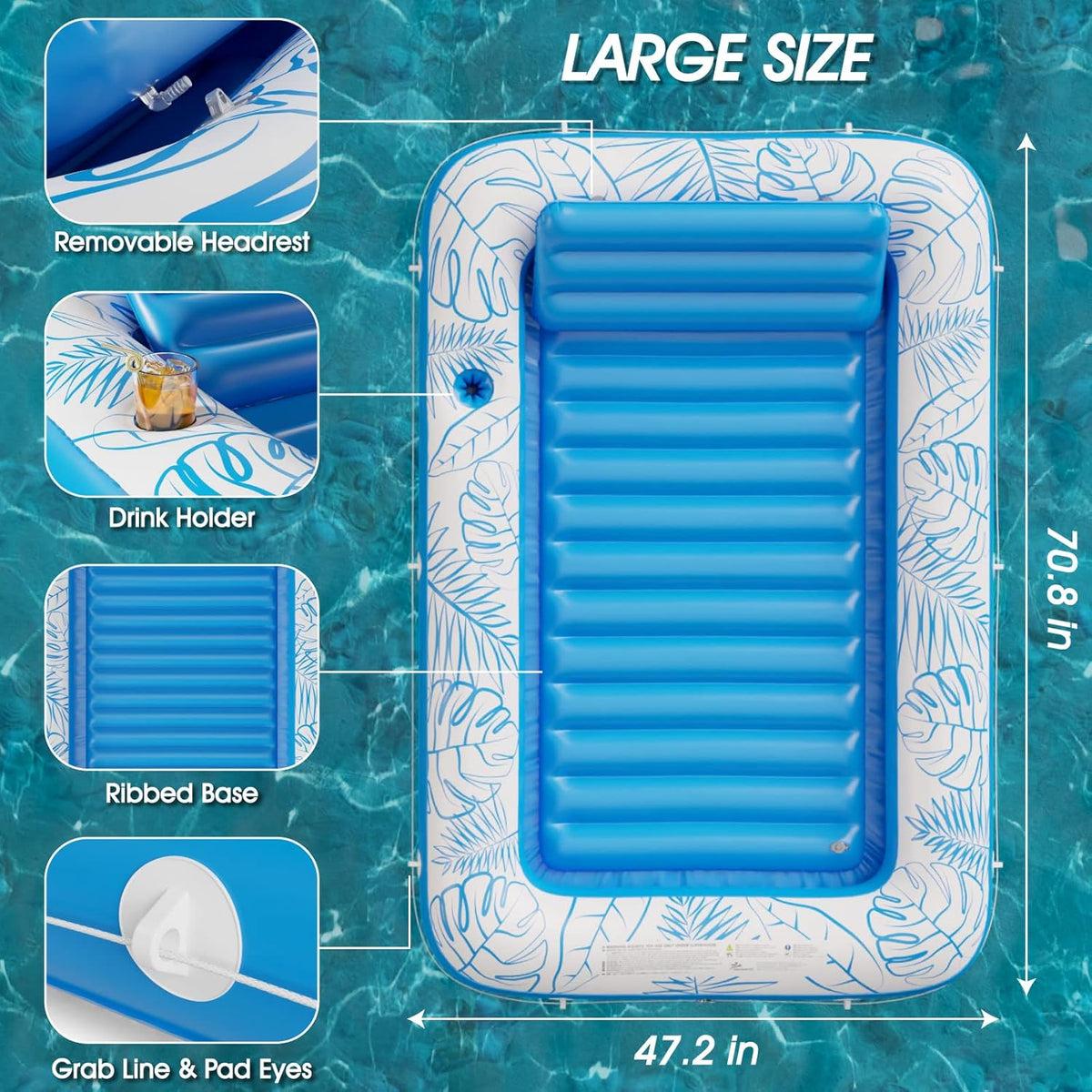 Inflatable Tanning Pool Lounger Float Jasonwell 4 in 1 Sun Tan Tub Sunbathing Pool Lounge Raft Floatie Toys Water Filled Bed Mat Pad