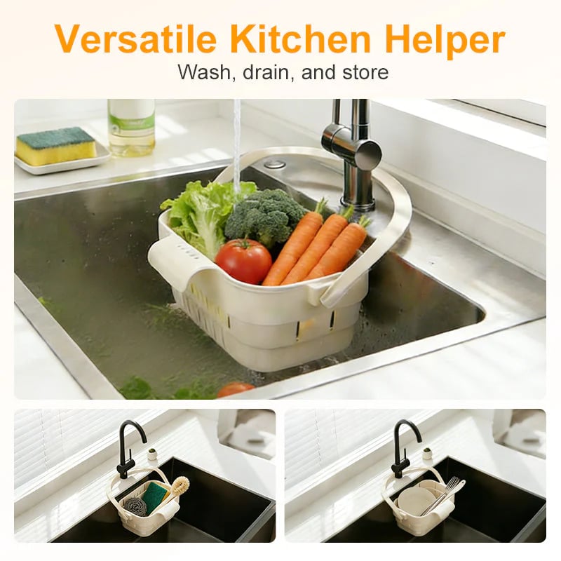Collapsible Faucet-Hanging Sink Strainer Basket