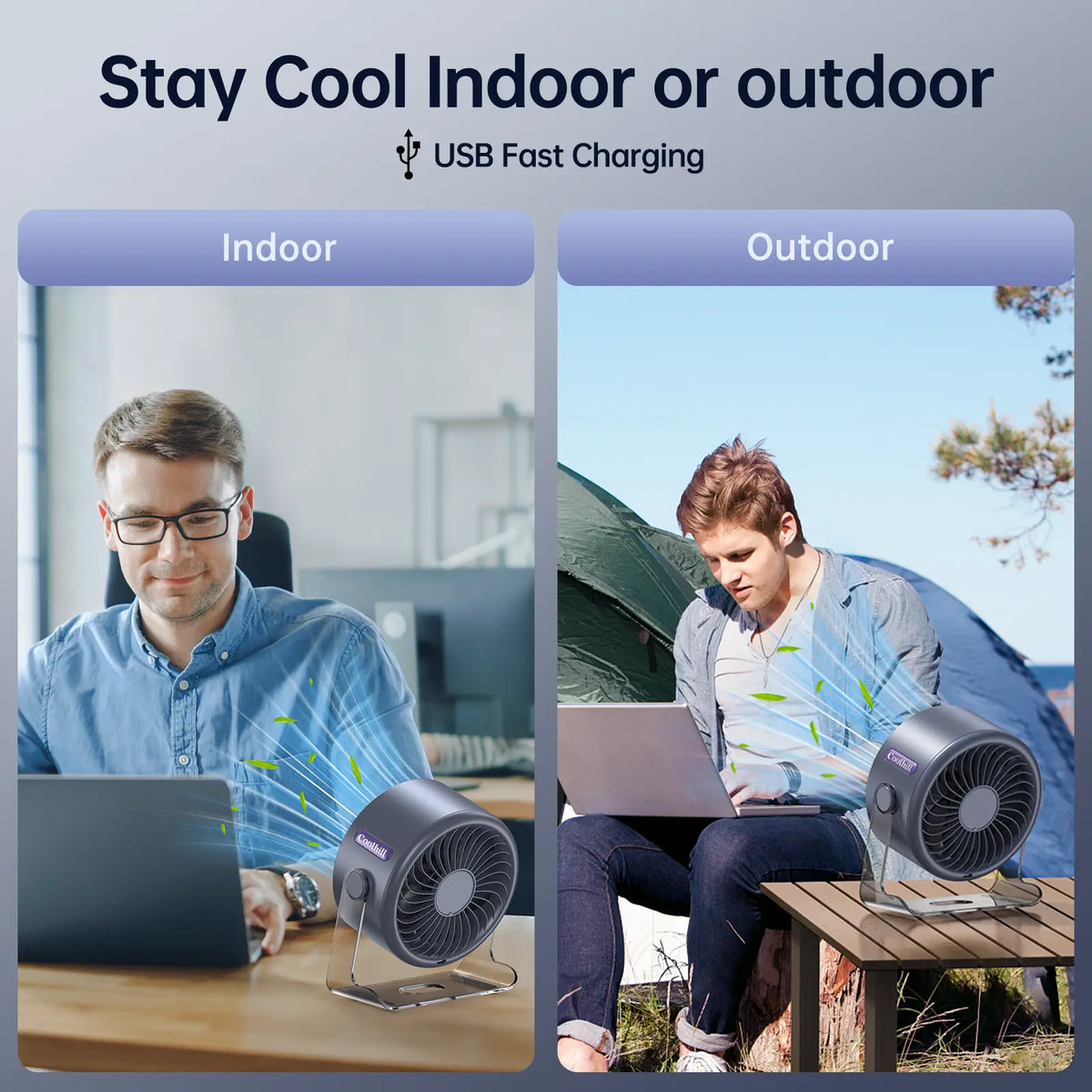 Coolhill Desktop Fan Turbo Table Fan Travel Vacation Essentials for Office 100-Speed Digital Display Low Noise Rechargeable Battery Dual Adjustment Modes Quiet Cooling Quiet Desk Fan Portable