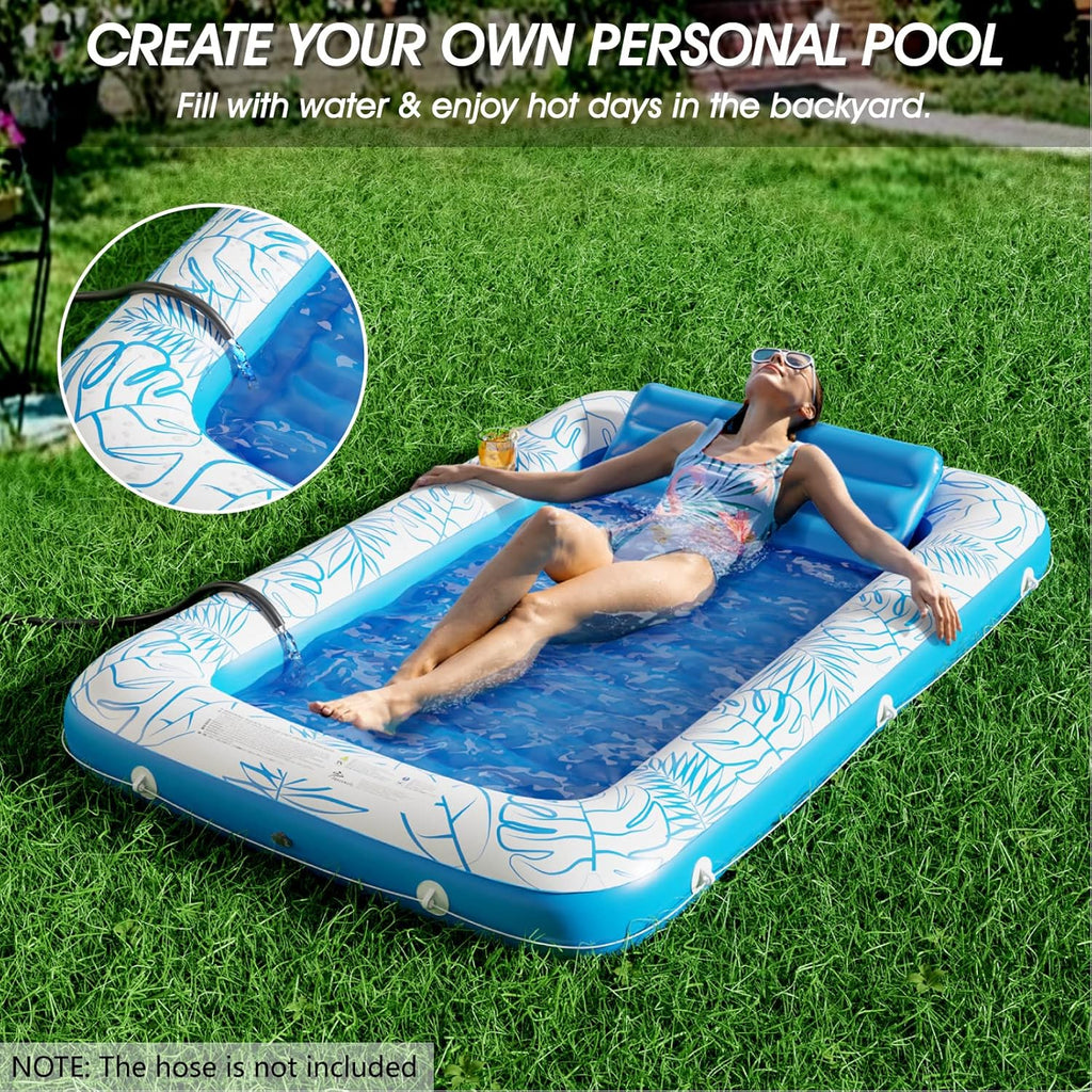 Inflatable Tanning Pool Lounger Float Jasonwell 4 in 1 Sun Tan Tub Sunbathing Pool Lounge Raft Floatie Toys Water Filled Bed Mat Pad