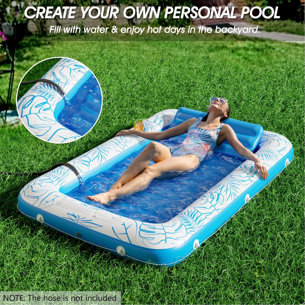 Inflatable Tanning Pool Lounger Float Jasonwell 4 in 1 Sun Tan Tub Sunbathing Pool Lounge Raft Floatie Toys Water Filled Bed Mat Pad