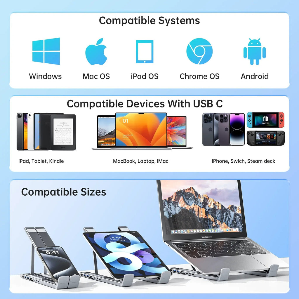 🔥Limited-time discount of 49%🔥8-in-1 USB-C Laptop Stand — with Multifunctional Docking Station💻