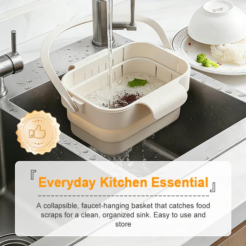 Collapsible Faucet-Hanging Sink Strainer Basket